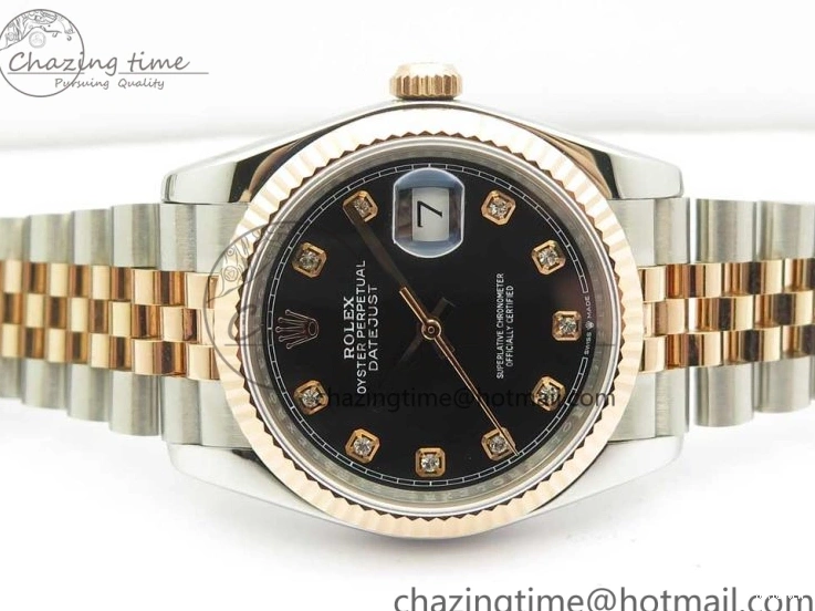 Black 904 36mm Jubilee Wrapped RG Bracelet 116231 GMF SS SS RG DateJust on Dial Diam A2836 Wrapped 0313